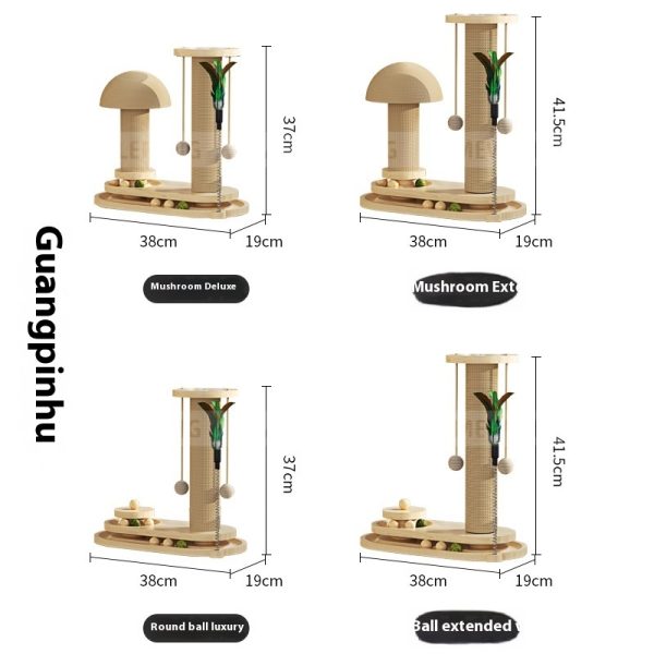 Solid Wood Cat Turntable Scratching Post Durable Toy - Image 4