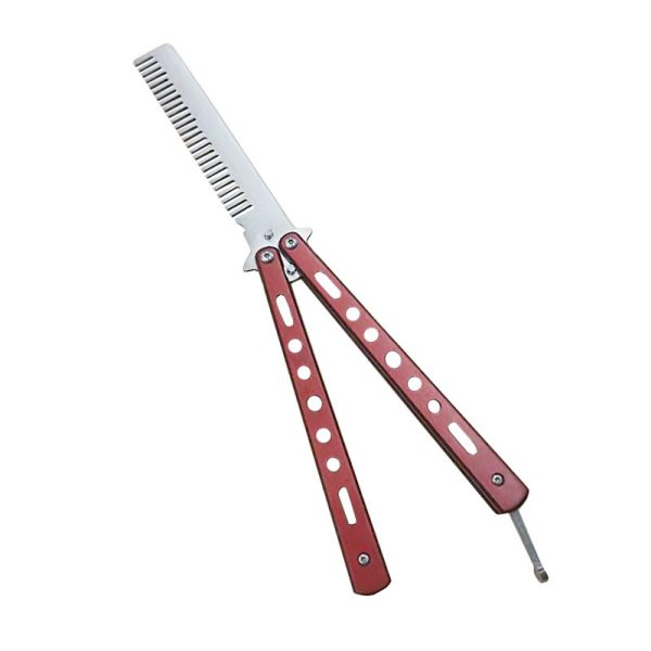 Outdoor Foldable Comb Stainless Steel Practice Training Butterfly Knife Comb Beard Moustache Brushe Salon Hairdressing Hair Styling Tool - Image 10