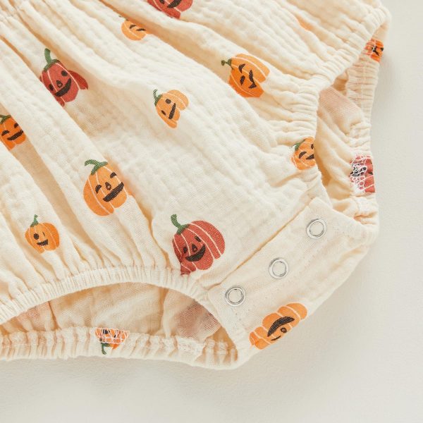 Halloween Pumpkin Printed Jumpsuit Scarf Two-piece Set - Image 5