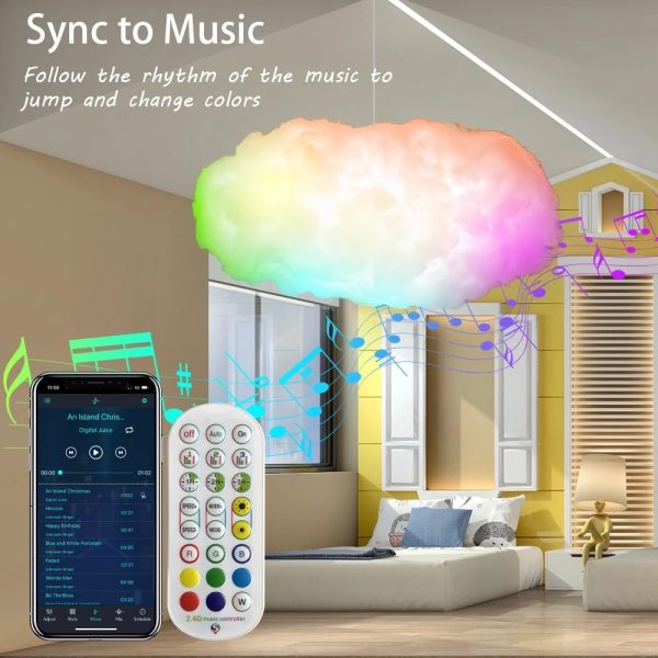 USB Cloud Light APP Control Music Synchronization 3D RGBIC Ambient Light Lightning Simulation Clouds Bedroom Room Light - Image 2