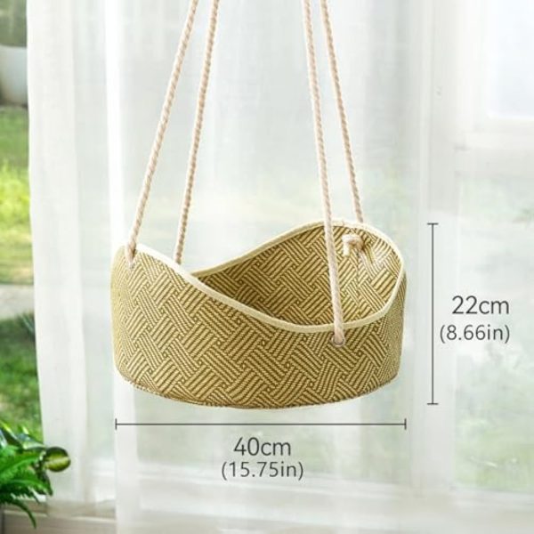 Breathable Cat Hammock - Rattan Crafted Cat Cage With Metal Hooks - Indoor Outdoor Pet Bed- Comfortable Cat Perch For Sleeping Playing Climbing, And Lounging - Image 2