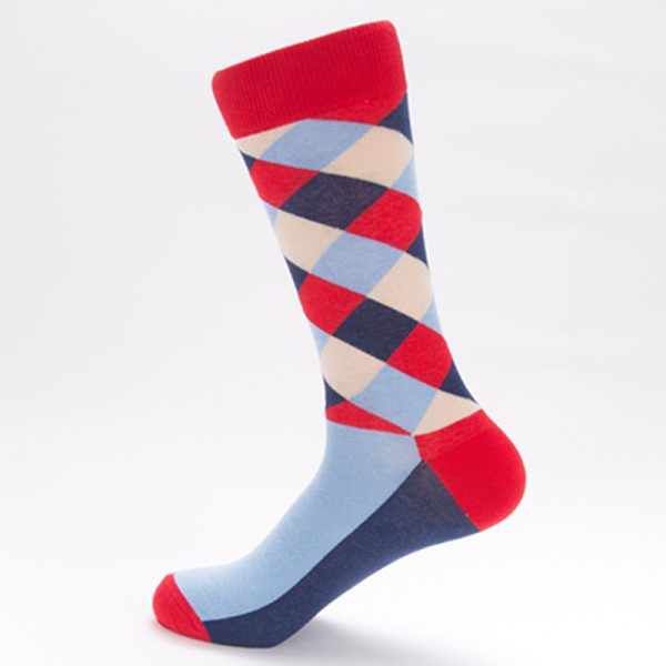 Color Diamond Lattice Men's Mid-calf Length Sock - Image 6