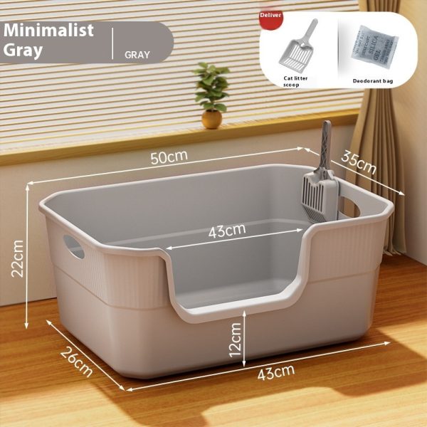 Oversized Splash-proof Cat Litter Box Oversized Open Semi-closed Cat Toilet - Image 9