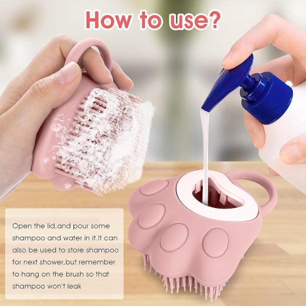 Soft Silicone Pet Grooming Brush For Dogs And Cats - Hair Fur Cleaning And Massage Tool With Shampoo Dispenser - Image 5