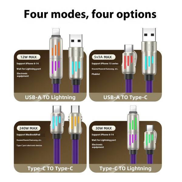 240W Data Cable Fast Charging Two-to-two Charging Cable - Image 3