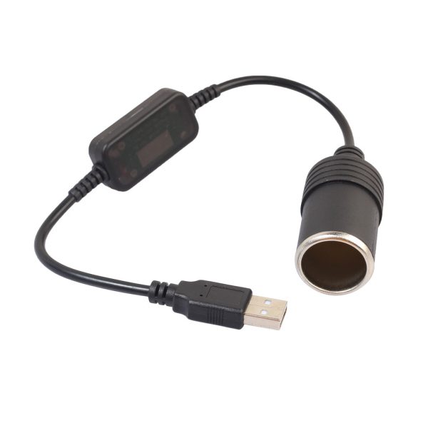 Black USB To Cigarette Lighter USB 5V To 12v Boost Power Adapter Cable - Image 7