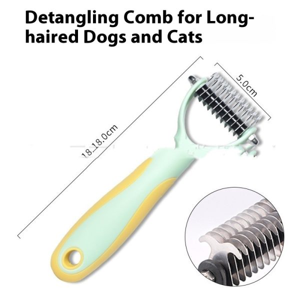 Pets Fur Knot Cutter Dog Grooming Shedding Tools Pet Cat Hair Removal Double-sided Comb Brush - Image 4