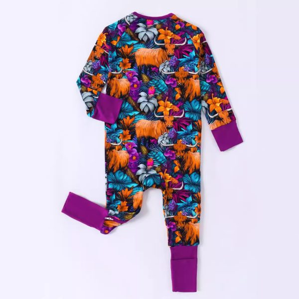 Printed Baby Double-headed Zipper With Booties One-piece Romper - Image 3