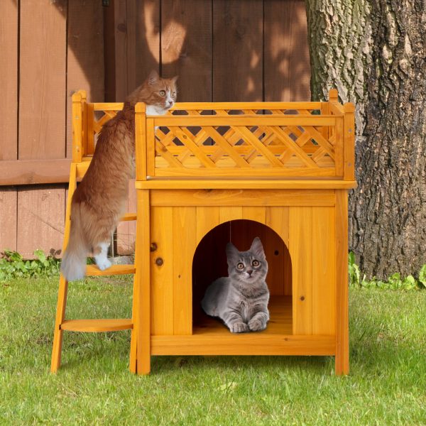 72X50X65.5cm 2 Storey Fence With Staircase Cat House - Image 4