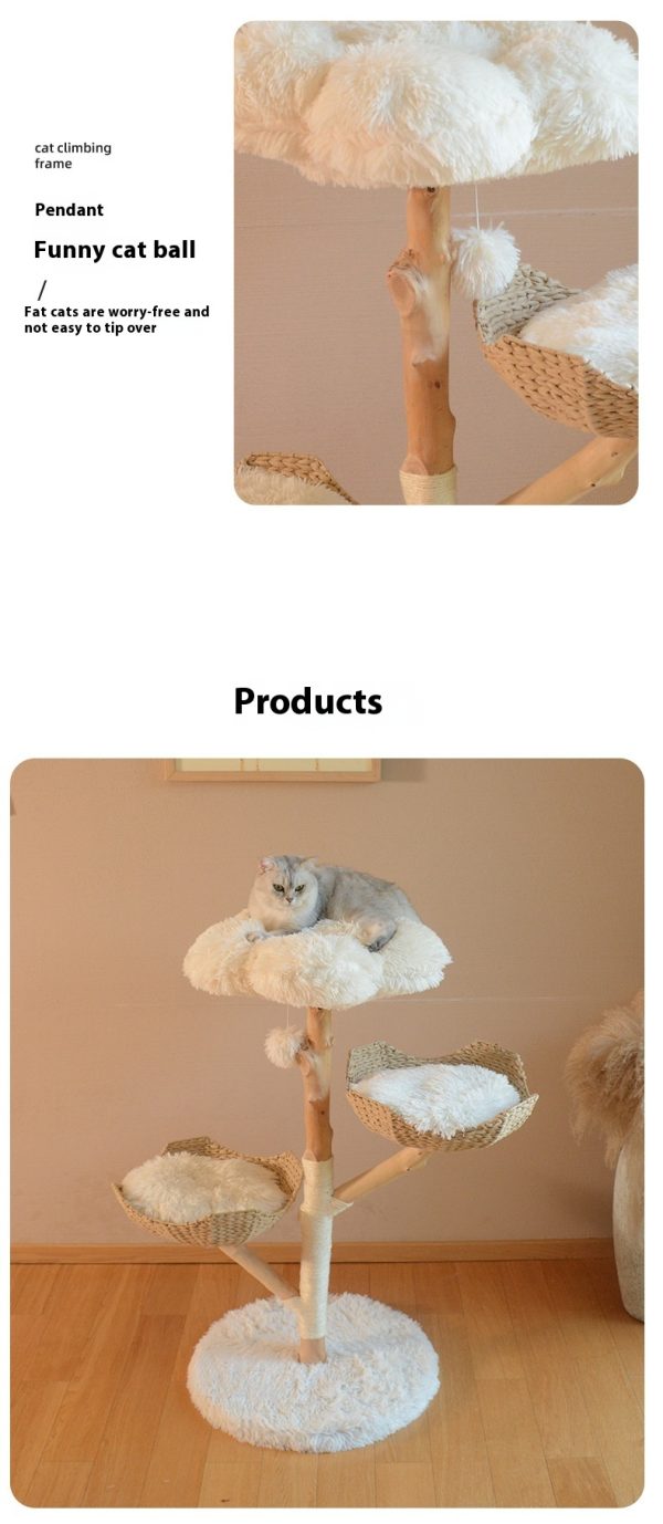 Natural Fruit Tree Cat Climbing Frame Solid Wood Rattan Cat Nest Cat Tree - Image 6