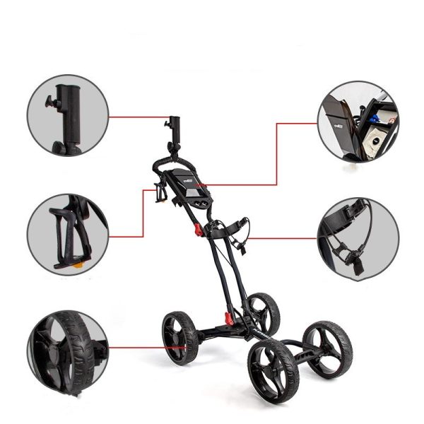 Golf Course Cart Four Wheel Aluminum Alloy Foldable With Umbrella Rack - Image 3