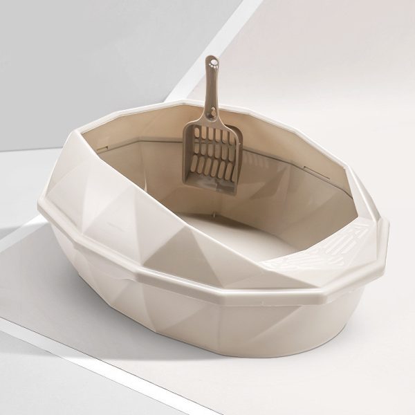 Plastic Anti-sputtering Diamond-shaped Semi-enclosed Cat Litter Box - Image 7