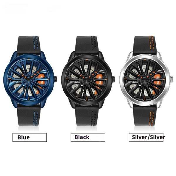 Men's Fashion Wheel Series Good Luck Comes Watch Trendy Unique Casual