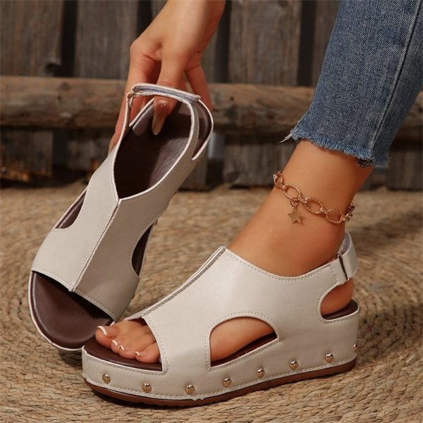 Women's Platform Peep Toe Sandals Plus Size - Image 8