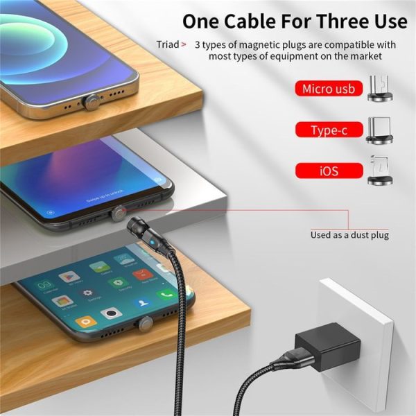 3-in-1 Magnetic Data Cable 540 Rotating Connector 5A Fast Charging - Image 4