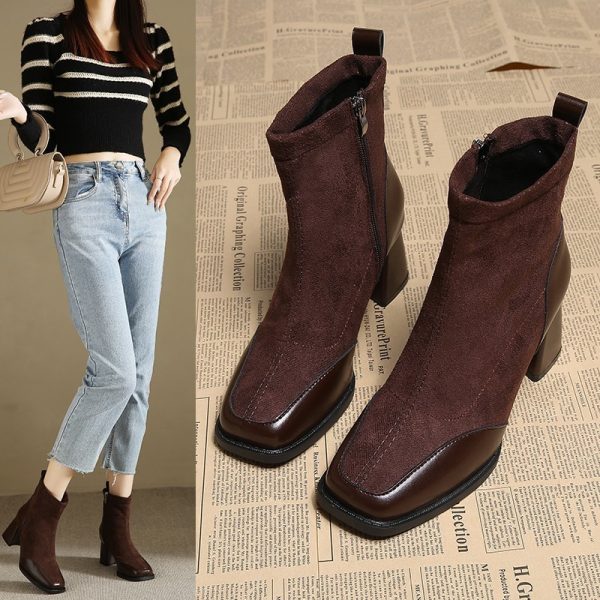 Fat Feet British Style Chunky Heel Booties