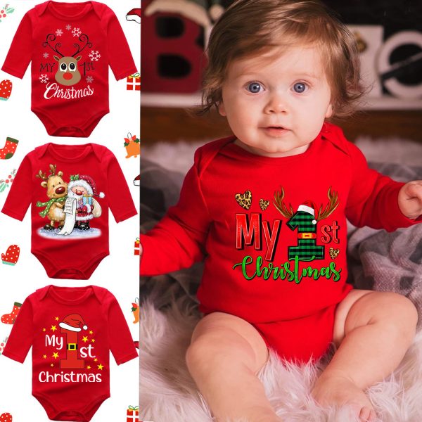 Long Sleeve Red Elk Baby Newborn Jumpsuit - Image 2