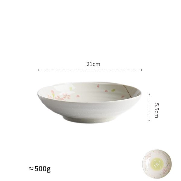 Salad Dishes Soup Bowl Noodle Bowl Household Ceramic Tableware Dessert Fruit Plate - Image 4