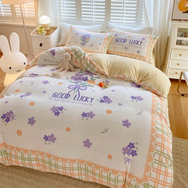 Cute Cartoon Milk Velvet Bedding Set Of Four - Image 10