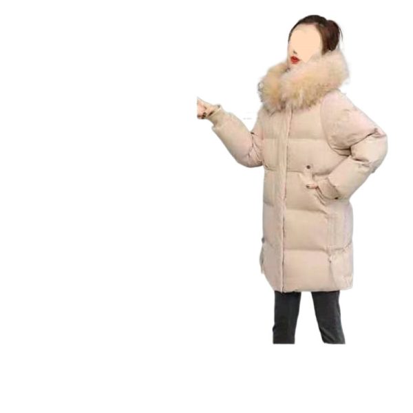 Hooded Large Fur Collar Slim Fit Thick Mid-length Cotton-padded Jacket - Image 5