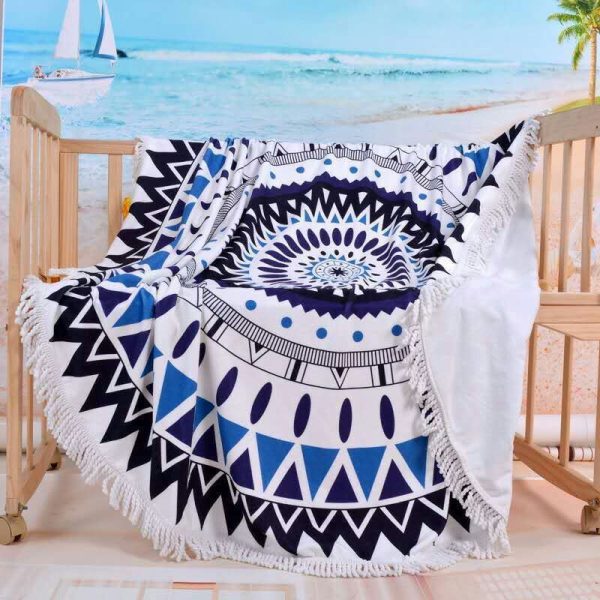 Round Sun Protection Beach Towel Microfiber Strap - Image 7