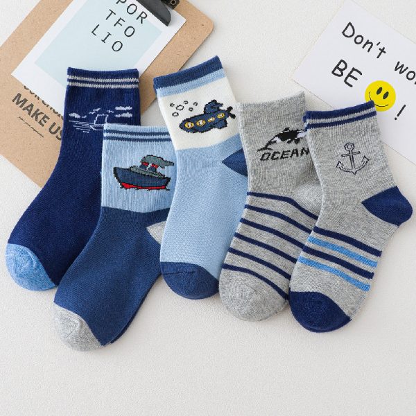 Spring And Autumn Cartoon Ship Boy Socks - Image 6