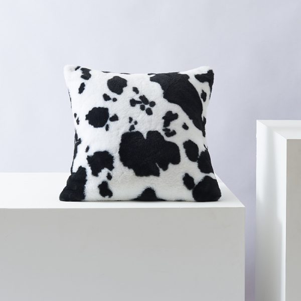 Cow Flower Plush Design Double-sided Pillow Cover Without Core - Image 3