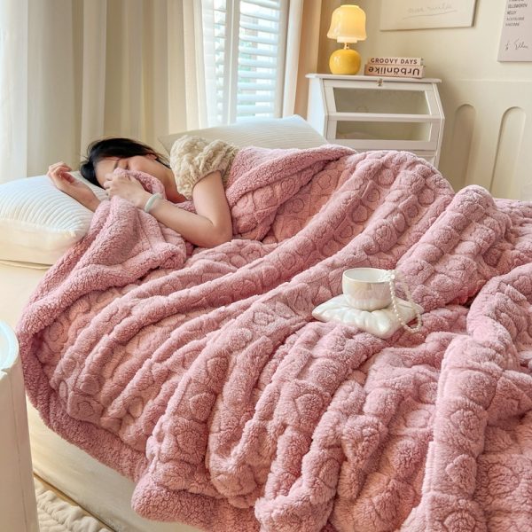 Double Layer Berber Fleece Blanket Thickened Tower Velvet Cover Blanket - Image 3