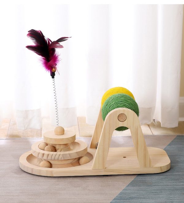 Creative Solid Wood Turntable Sisal Ball Cat Toy