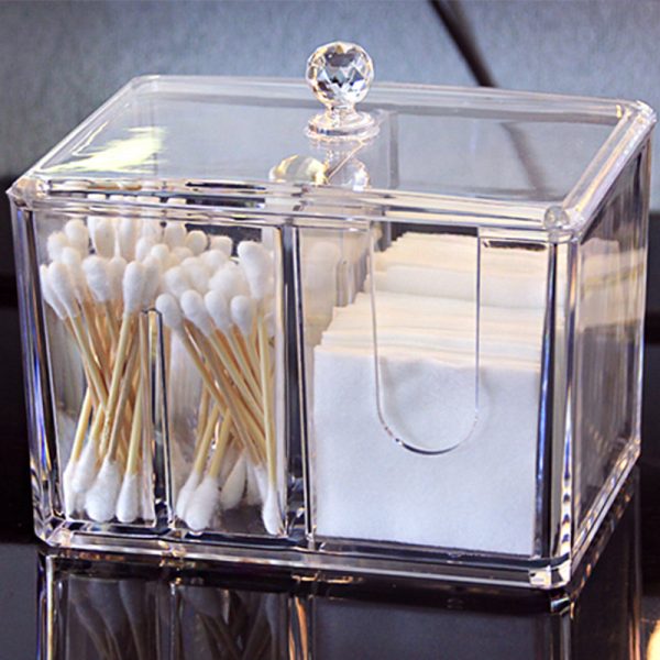 Yajule cosmetic cotton storage box cotton swab box desktop dressing table cosmetics dustproof lipstick transparent acrylic - Image 4