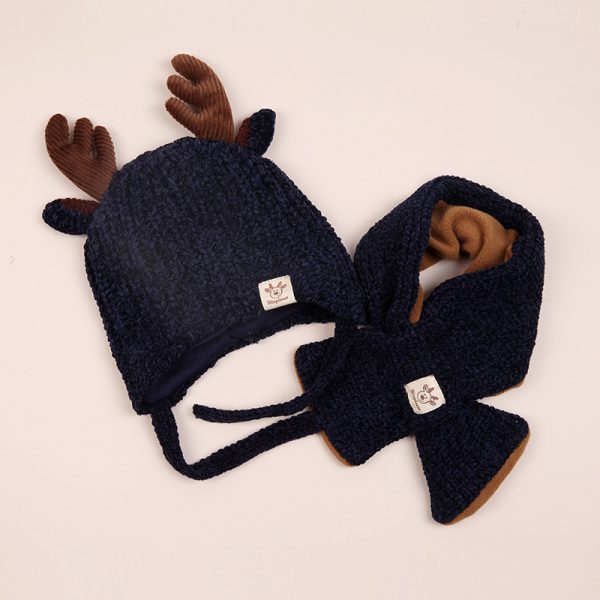 Infant plus cotton fawn hat and scarf set - Image 6