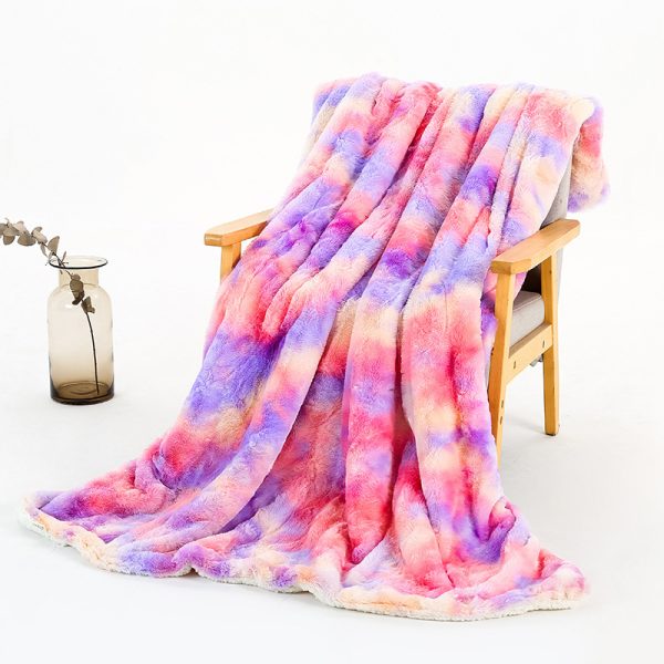 New Rainbow Tie Dye Polyester Double Layer Blanket - Image 8