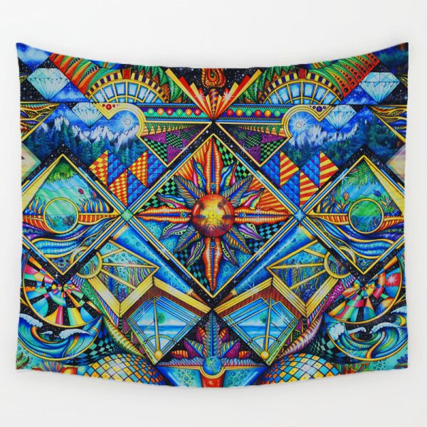 Geometric irregular hippie mandala pattern tapestry - Image 3