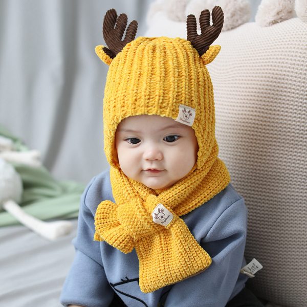 Infant plus cotton fawn hat and scarf set - Image 2