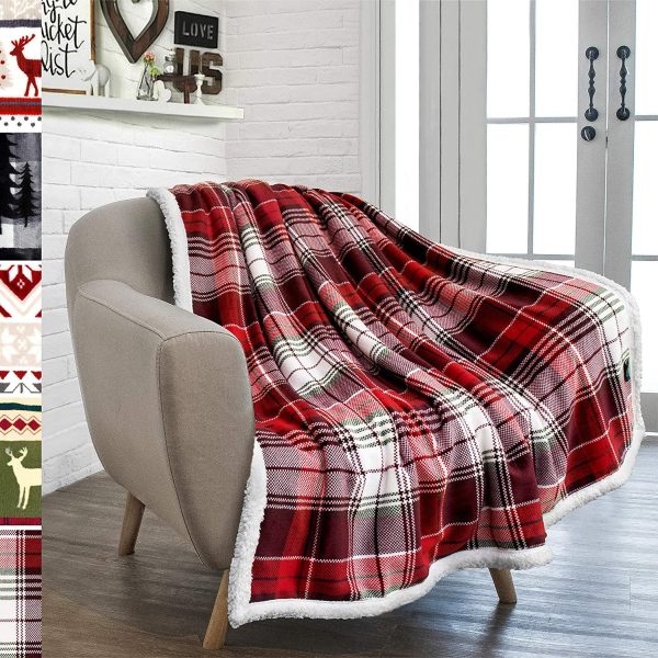 Red plaid flannel wool blanket - Image 8