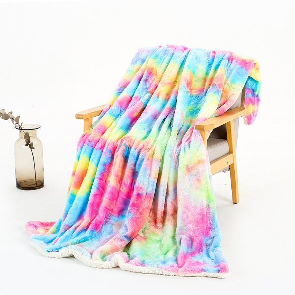 New Rainbow Tie Dye Polyester Double Layer Blanket - Image 6