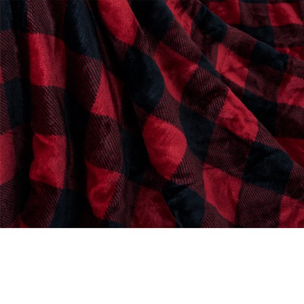 Red plaid flannel wool blanket - Image 4