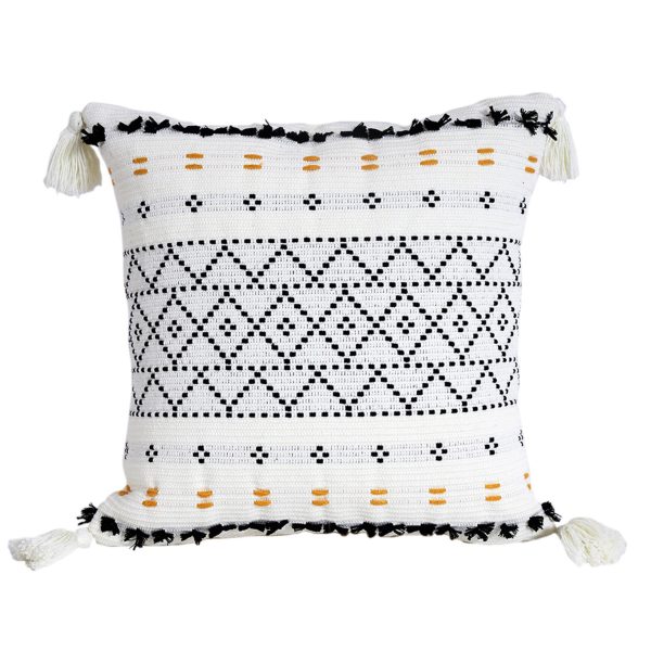 Nordic Cut And Knitted Geometric Tassel Plush Pillow Case - Image 3