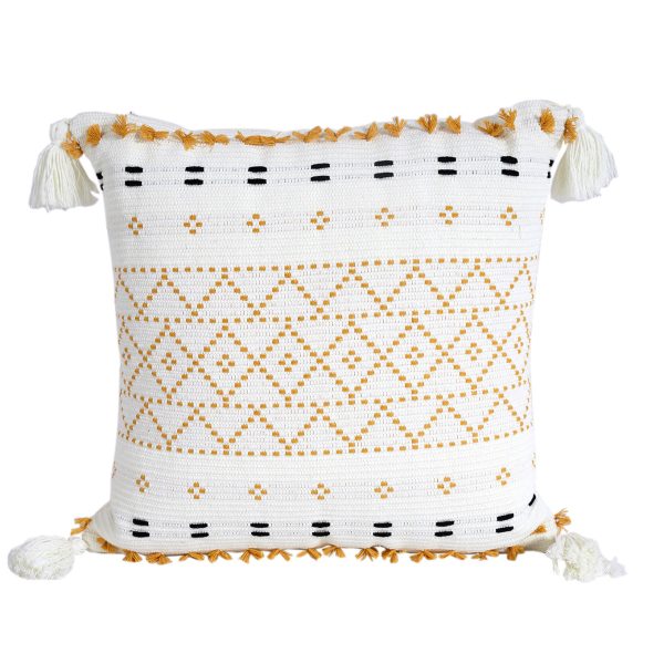 Nordic Cut And Knitted Geometric Tassel Plush Pillow Case - Image 2