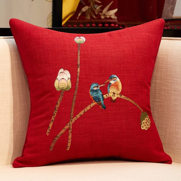 Chinese Embroidered Throw Pillow Sofa Cover Pillow Without Core - Image 3