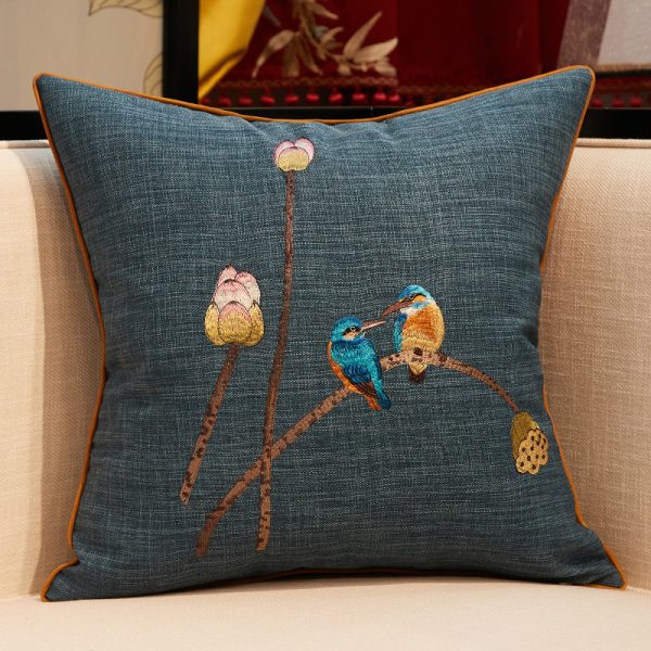 Chinese Embroidered Throw Pillow Sofa Cover Pillow Without Core - Image 4