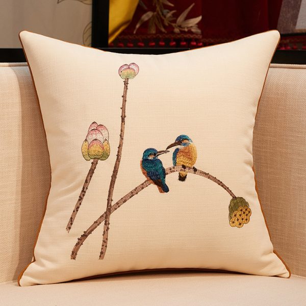 Chinese Embroidered Throw Pillow Sofa Cover Pillow Without Core - Image 2