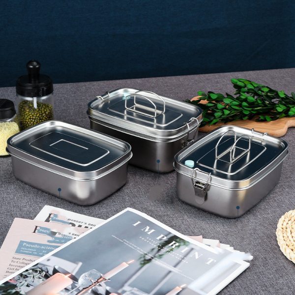 Stainless Steel Sealed Lunch Box Fresh Keeping Box Rectangular Leak Proof With Lid - Image 4