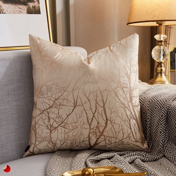 Luxury Modern Lightweight Sofa Car Cushion Cover Silk Satin Hot Stamping Metallic Color Pillowcase - Image 6