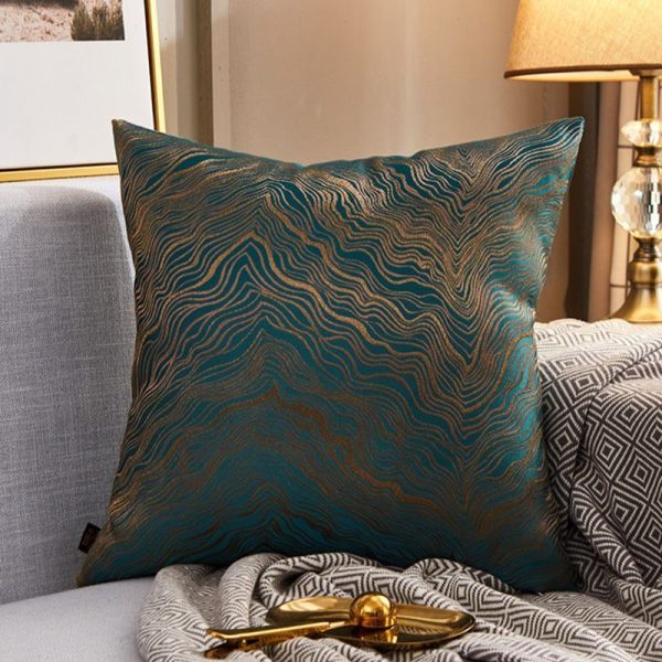 Luxury Modern Lightweight Sofa Car Cushion Cover Silk Satin Hot Stamping Metallic Color Pillowcase - Image 4