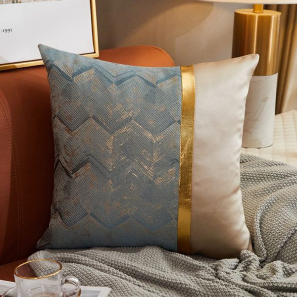 Luxury Modern Lightweight Sofa Car Cushion Cover Silk Satin Hot Stamping Metallic Color Pillowcase - Image 3