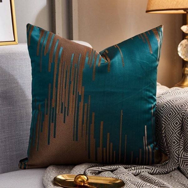 Luxury Modern Lightweight Sofa Car Cushion Cover Silk Satin Hot Stamping Metallic Color Pillowcase - Image 9