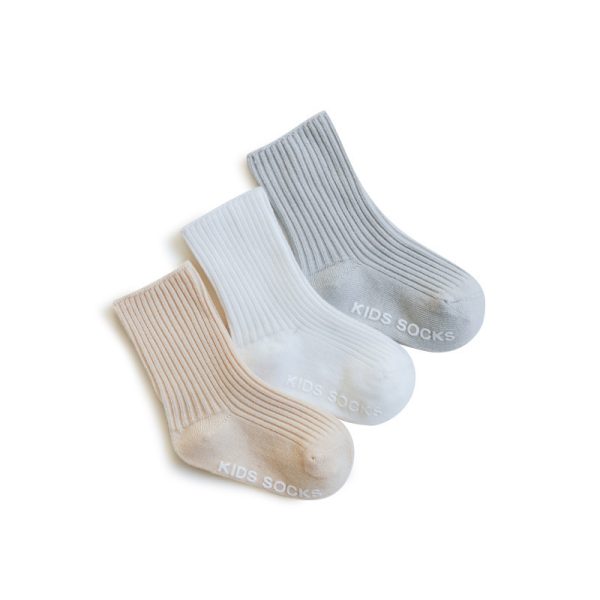 Childrens Spring Socks 3 Color Solid Color Stripes Summer Non-Slip Socks Set - Image 4