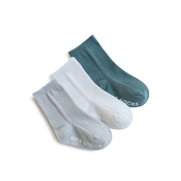 Childrens Spring Socks 3 Color Solid Color Stripes Summer Non-Slip Socks Set - Image 3