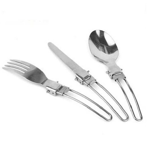 3pcs Set Folding Picnic Traveling Hiking Camping Cutlery Ute - Image 2